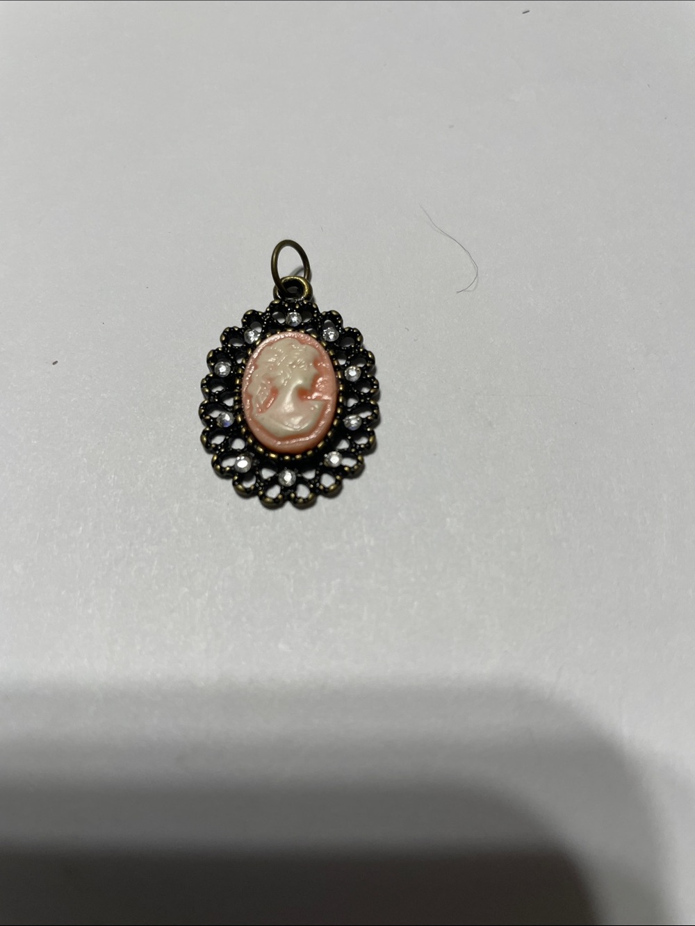 Vintage Pink Cameo Pendant Necklace Charm. Ms P
